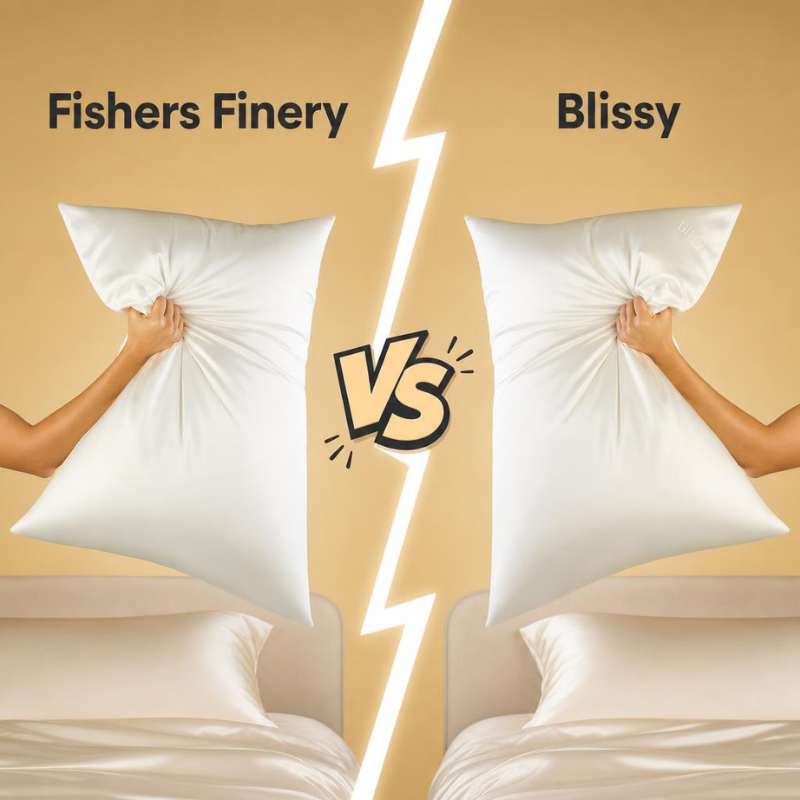 Fishers Finery pillow vs Blissy best silk pillowcase comparison for testing silk pillowcases