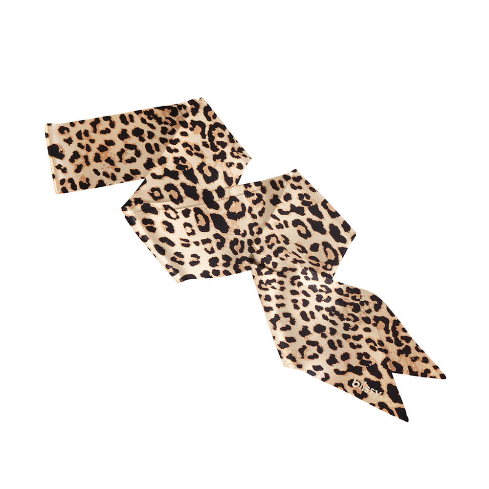 Leopard Blissy Hair Ribbon Close-Up – Blissy 22 Momme Silk