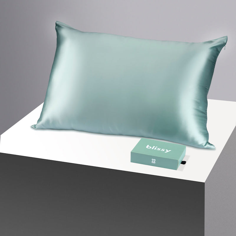 Pillowcase - Mint - Queen - Blissy Queen Mint Pillowcase – 22 Momme Mulberry Silk, 100% Silk