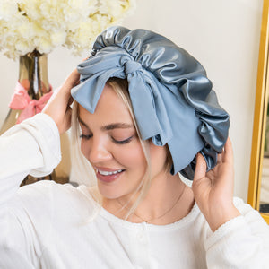 Blissy Bow Bonnet - Ash blue