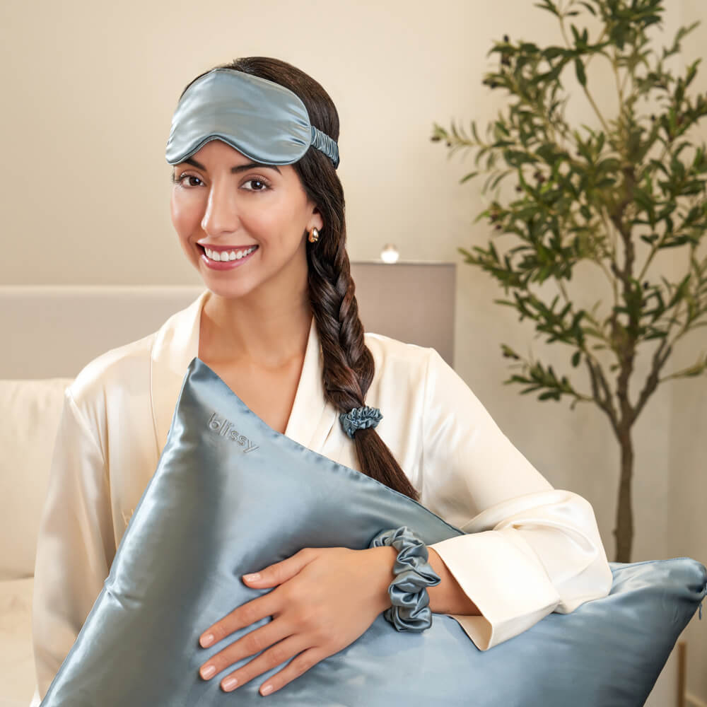 Queen Ash Blue Blissy Dream Set – Blissy Premium Silk