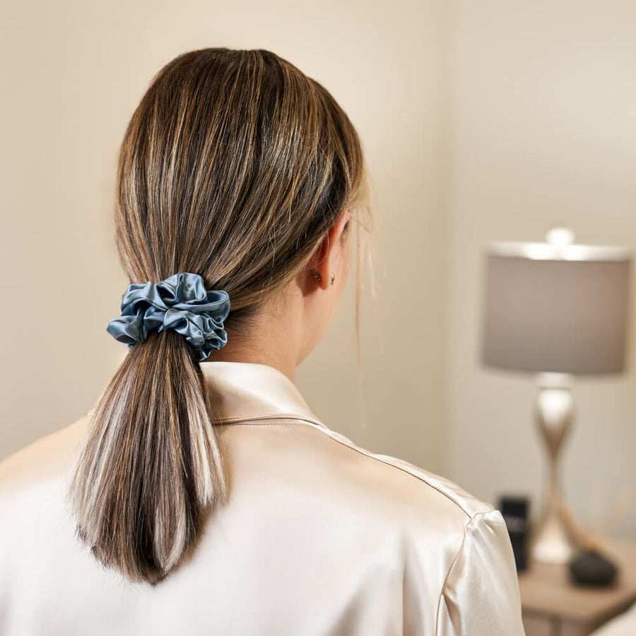 Ash Blue Mulberry Silk Blissy Scrunchies – Blissy