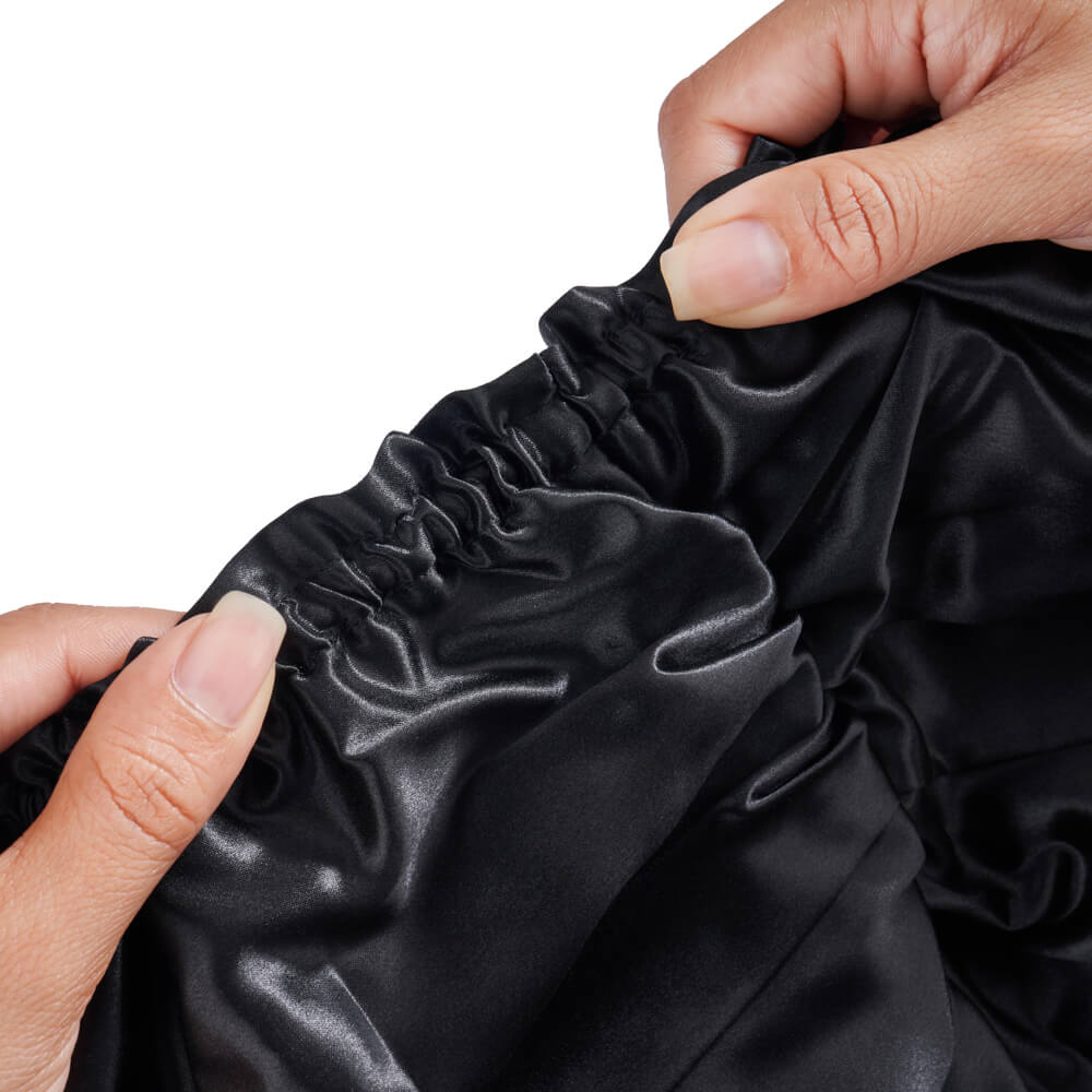 Blissy Black Silk Blissy Bonnet Detail – Large