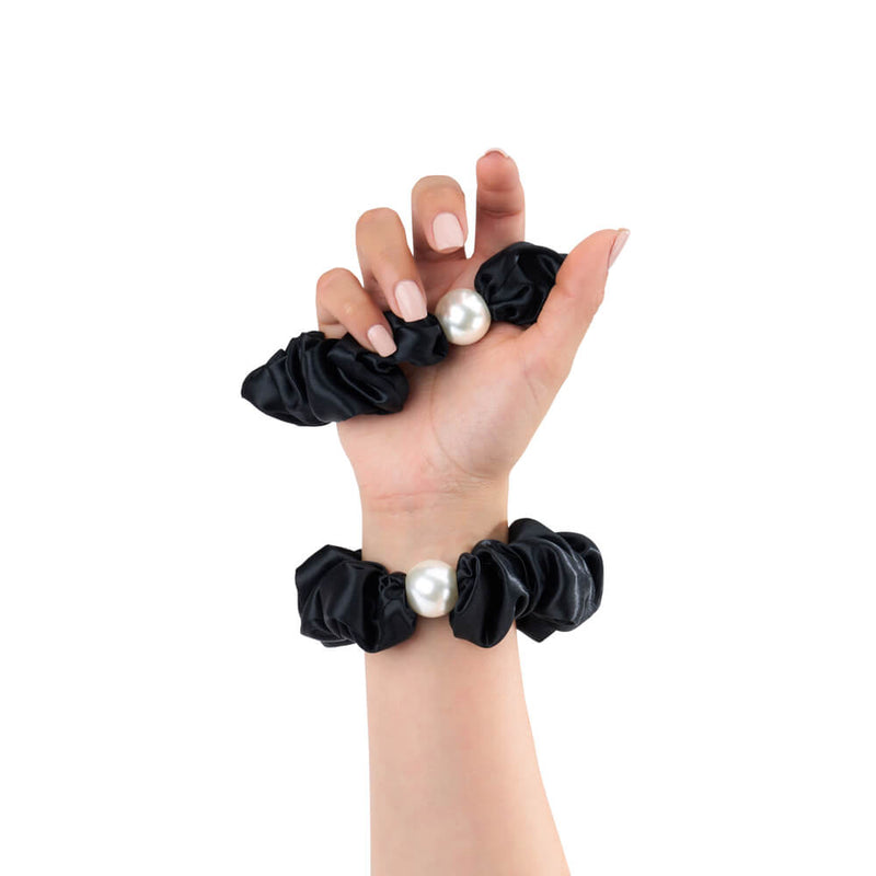 Blissy Pearl Scrunchies - Black