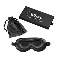 Blissy Black Sleep Mask – 22 Momme Mulberry Silk, 100% Silk