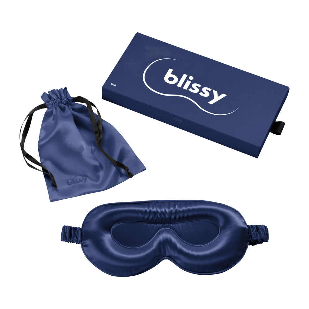 Blissy Blue Sleep Mask – 22 Momme Mulberry Silk, 100% Silk