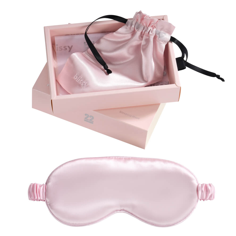Blissy Blush Silk Sleep Mask Detail –