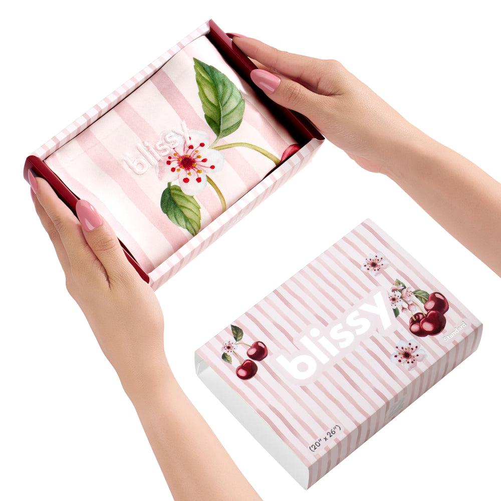 Blissy Cherry Blossom Silk Pillowcase Detail – Standard