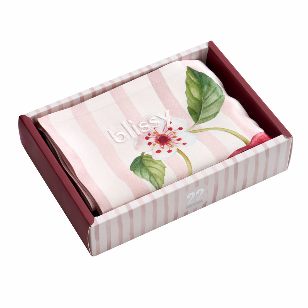 Blissy Standard Cherry Blossom Pillowcase Lifestyle – Mulberry Silk
