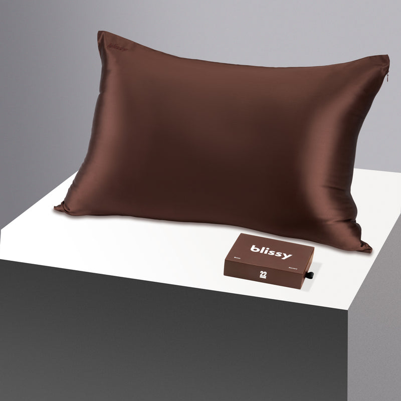 Pillowcase - Chocolate - Standard - Blissy Queen Chocolate Pillowcase – 22 Momme Mulberry Silk, 100% Silk