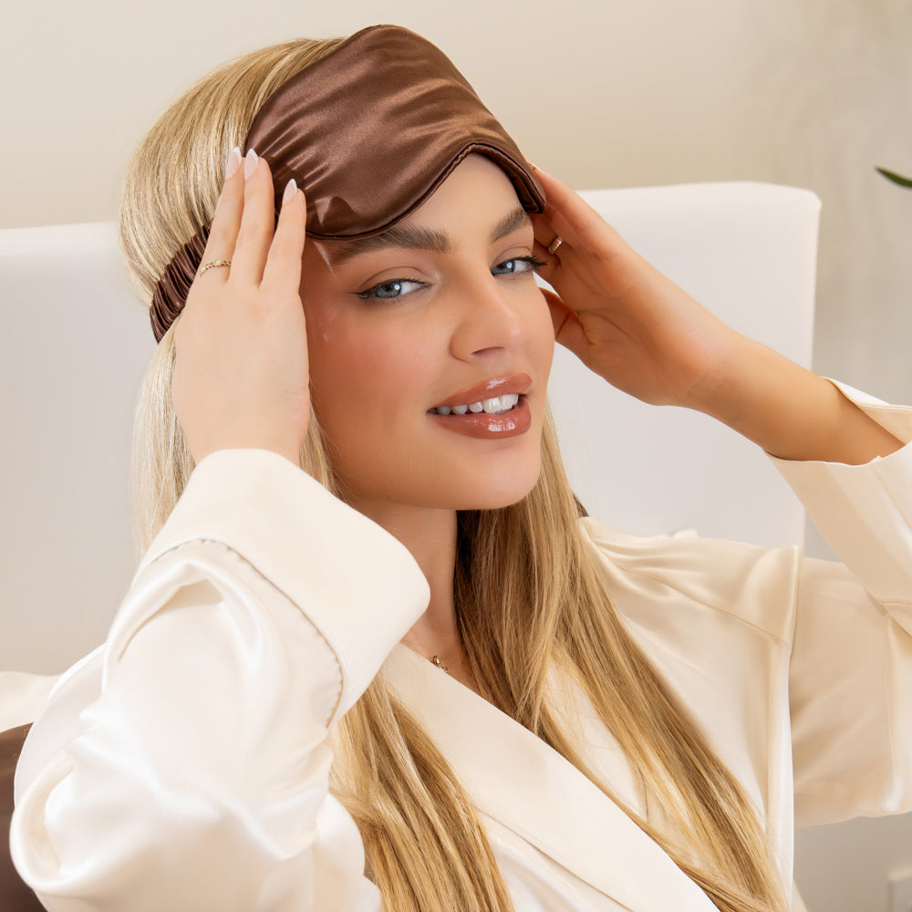 Blissy Chocolate Silk Sleep Mask Detail –