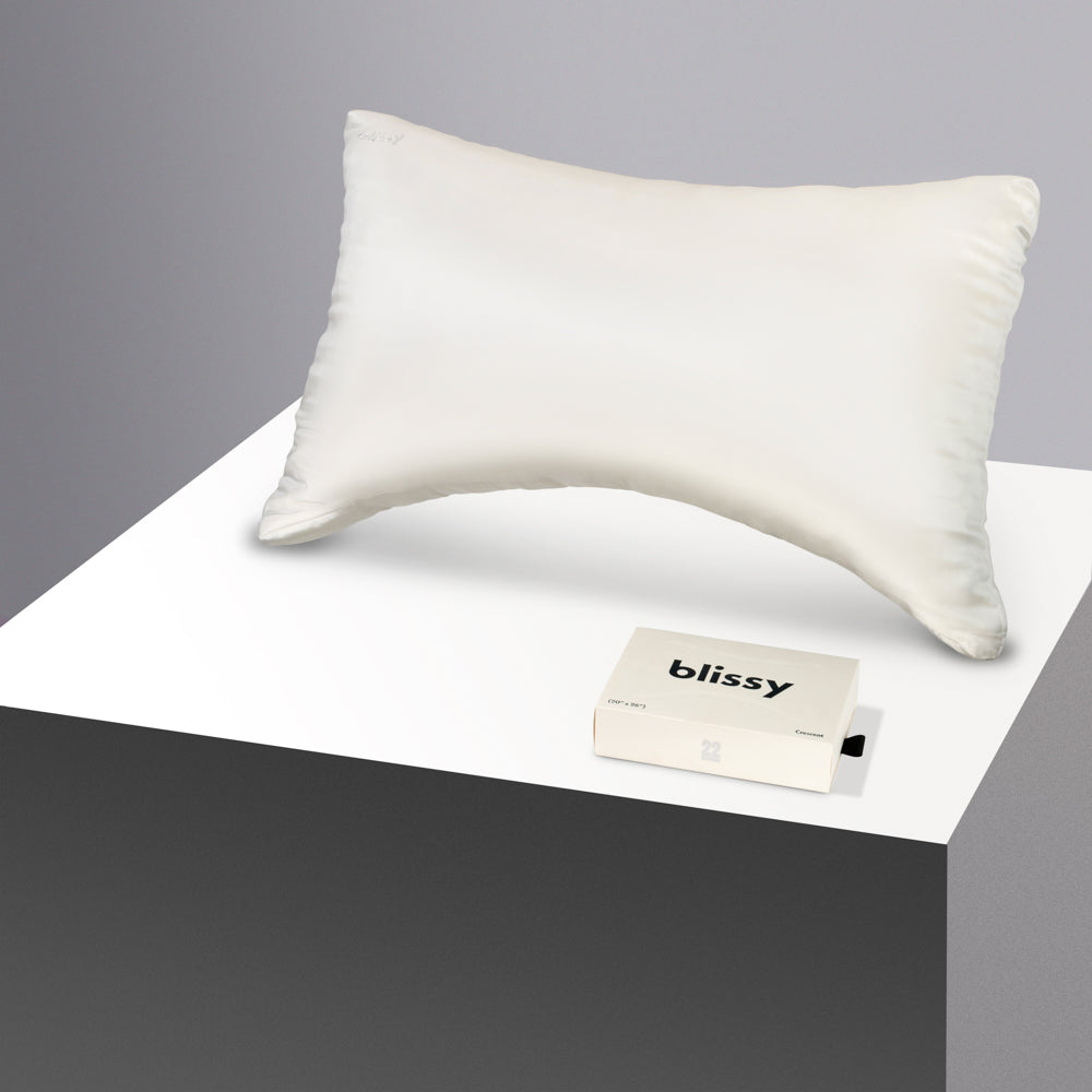 Blissy Queen White Crescent Pillowcase – 22 Momme Mulberry Silk, 100% Silk
