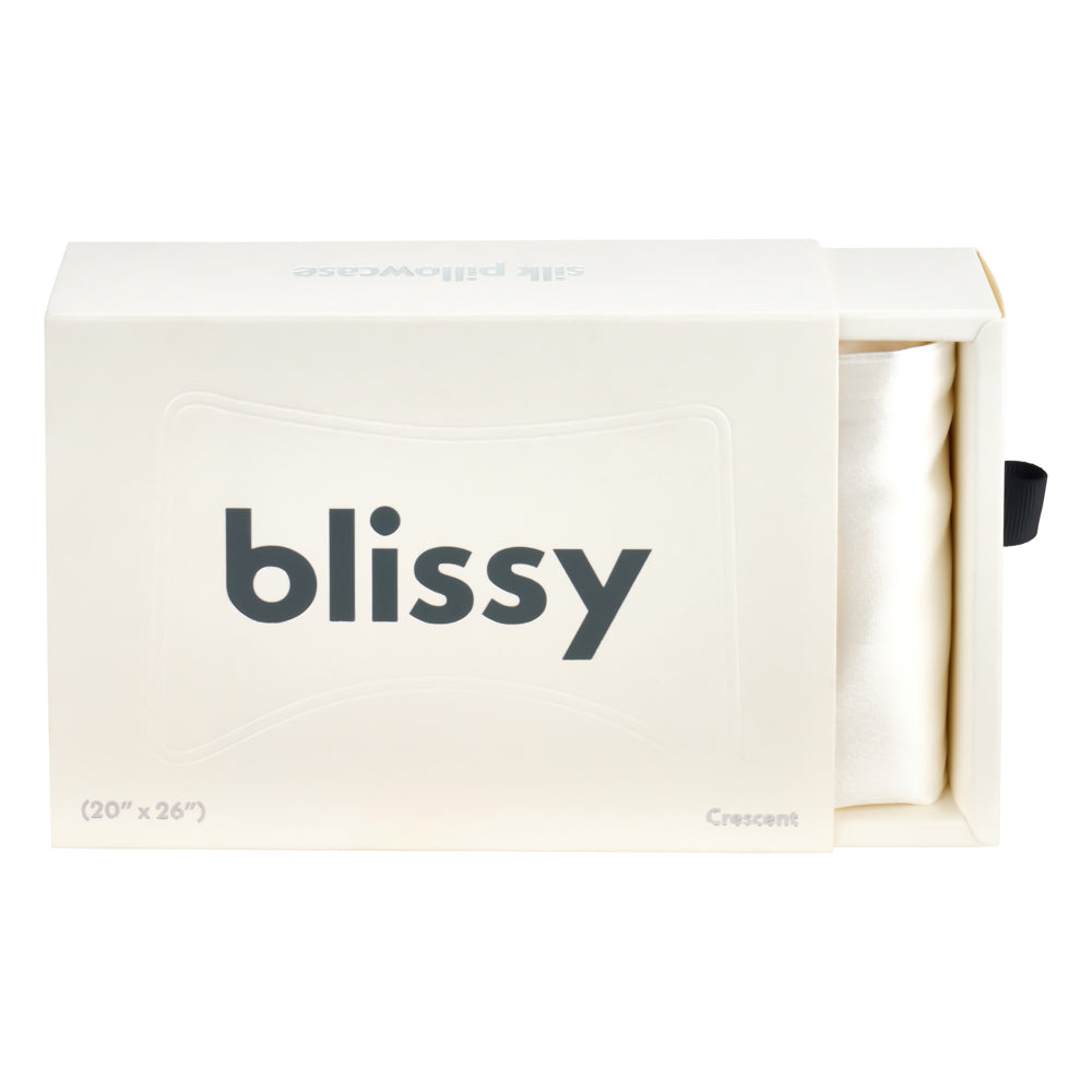 Blissy White Silk Crescent Pillowcase Detail – Queen