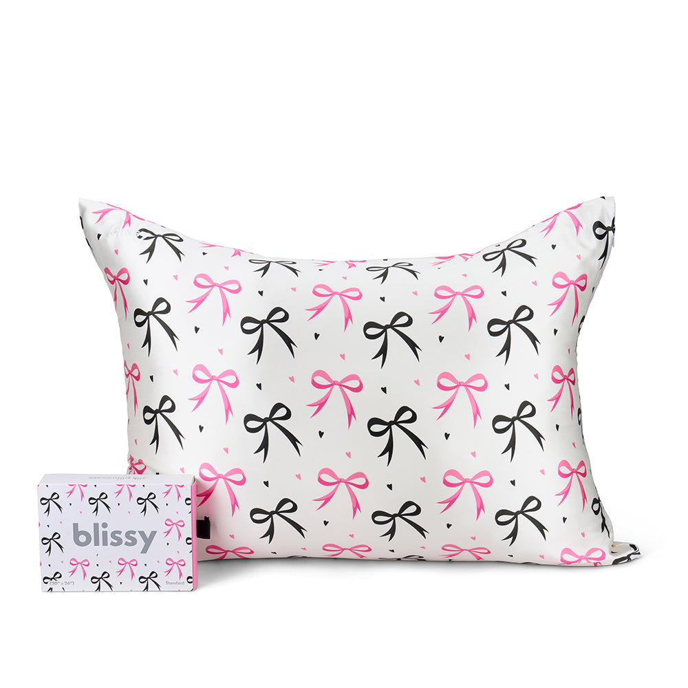 Blissy Dancing Bows Silk Pillowcase Detail – Queen
