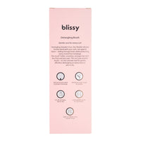Blissy detangling brush packaging with text on a white background