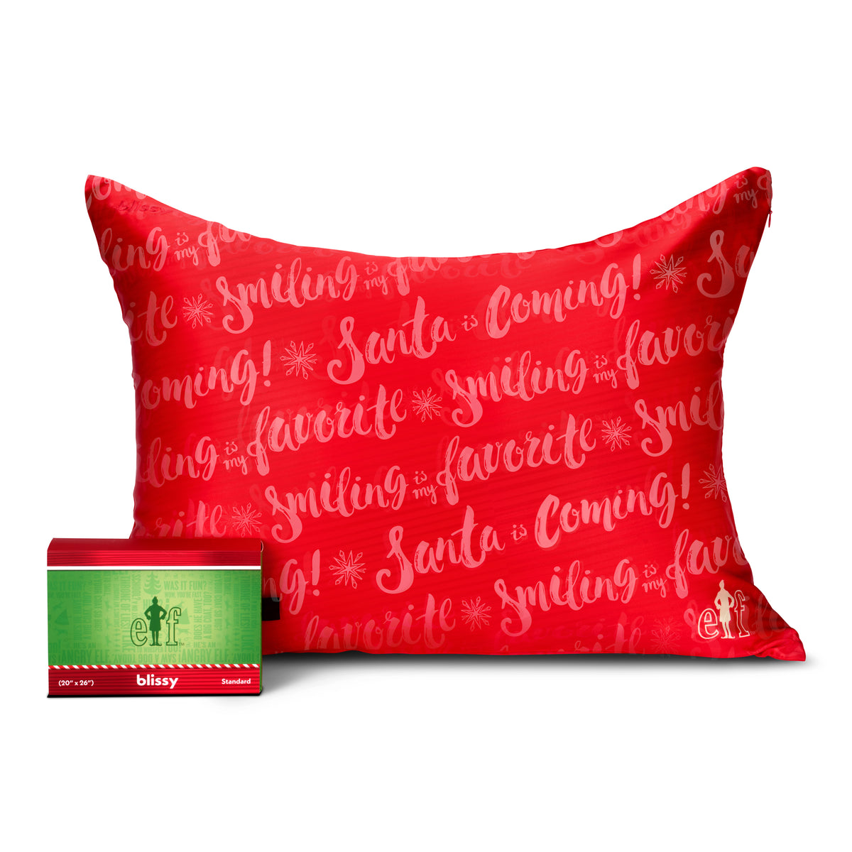Elf “Santa Is Coming!” Mulberry Silk Pillowcase – Blissy King