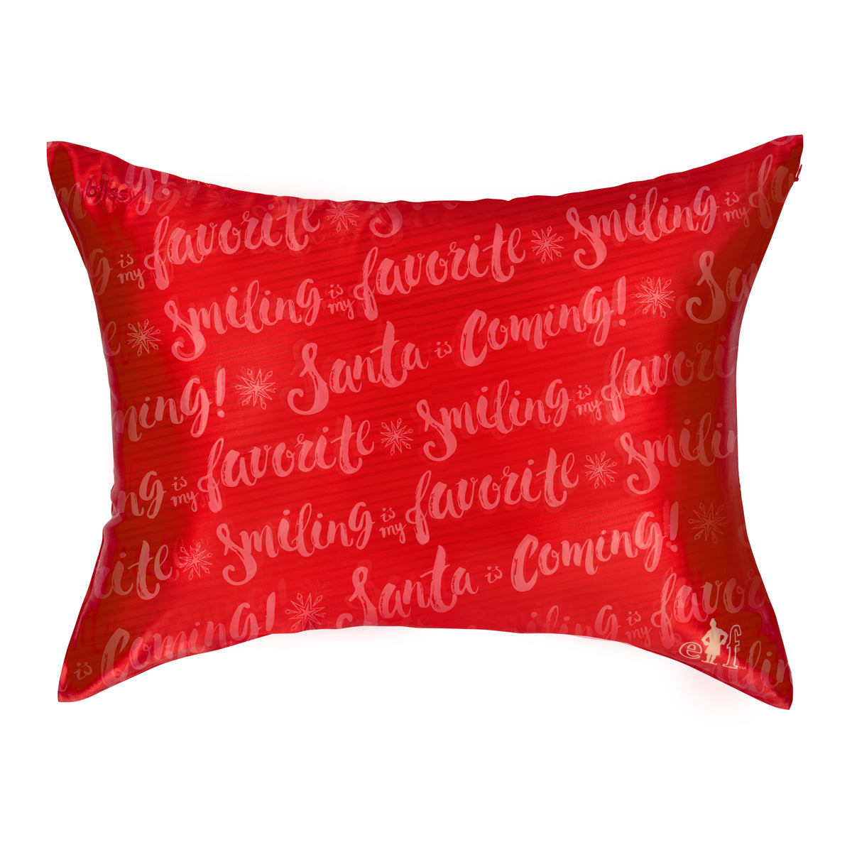 Blissy Elf “Santa Is Coming!” Silk Pillowcase Detail – King