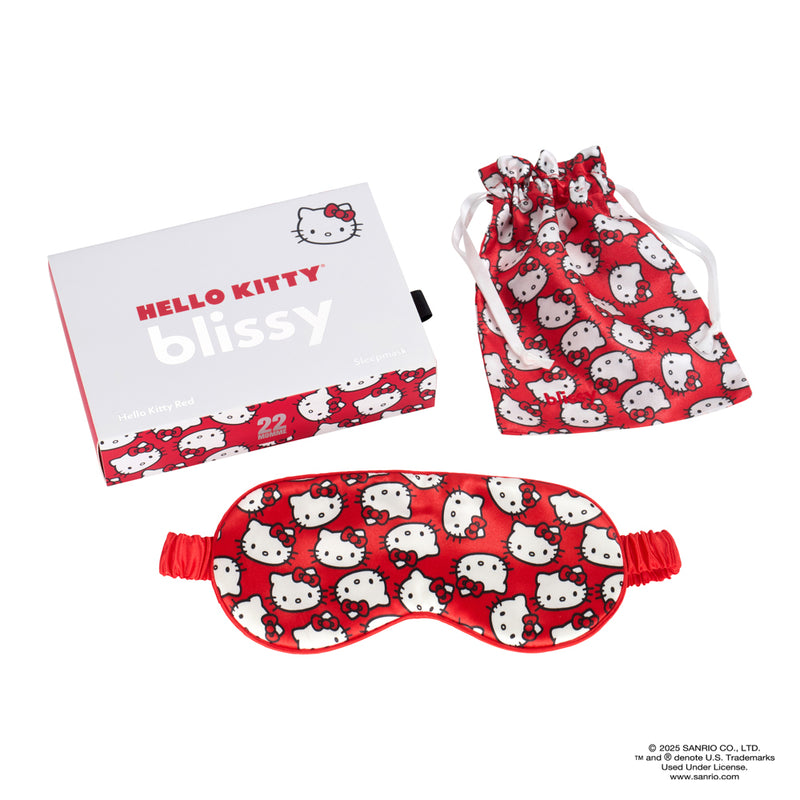 Sleep Mask - Happy Hello Kitty - Blissy Mulberry Silk Hello Kitty Blissy Silk Pillowcase – 100% Pure Mulberry Silk