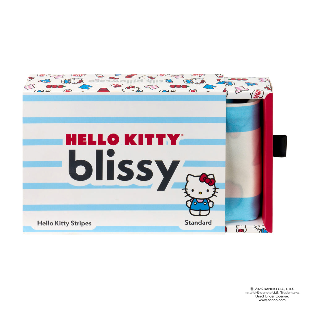 Blissy Hello Kitty Stripes Silk Pillowcase Detail – Queen