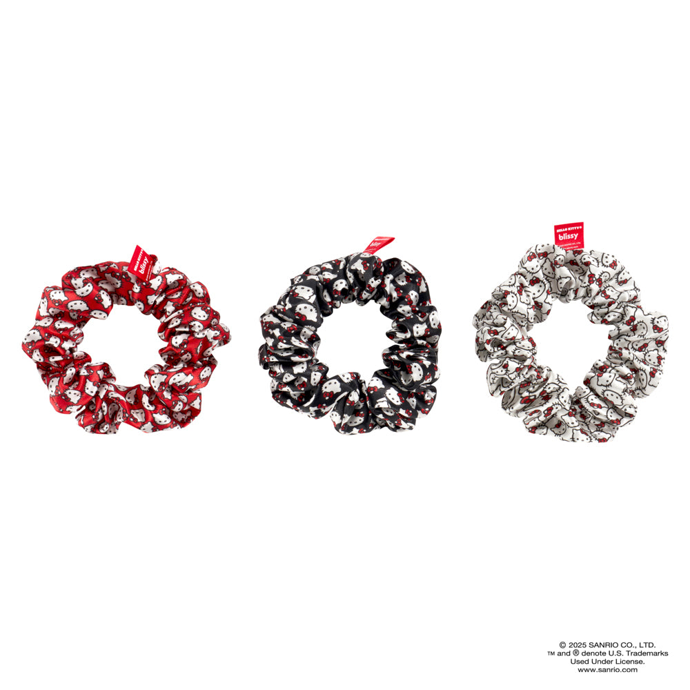 Hello Kitty Blissy Scrunchies Close-Up – Blissy 22 Momme Silk
