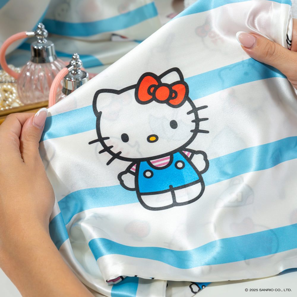 Blissy Hello Kitty Stripes Silk Pillowcase Detail – Queen