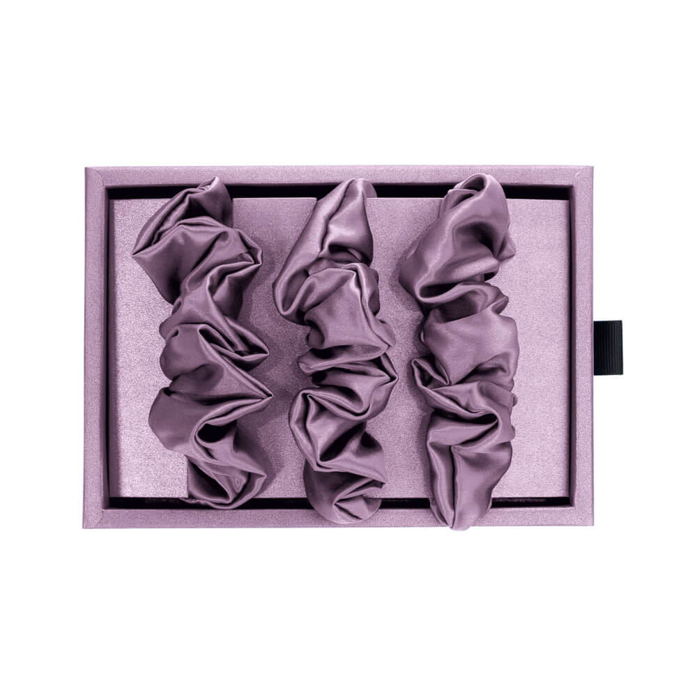 Lavender Blissy Scrunchies Close-Up – Blissy 22 Momme Silk