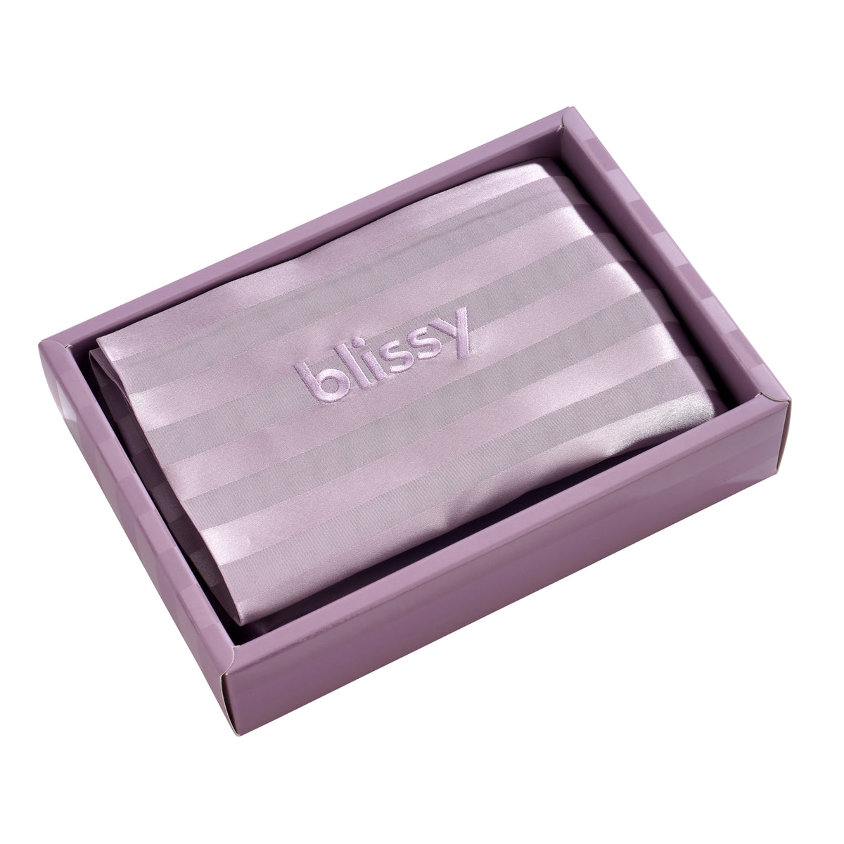 Blissy Mulberry Silk Pillowcase – Lavender Striped Standard
