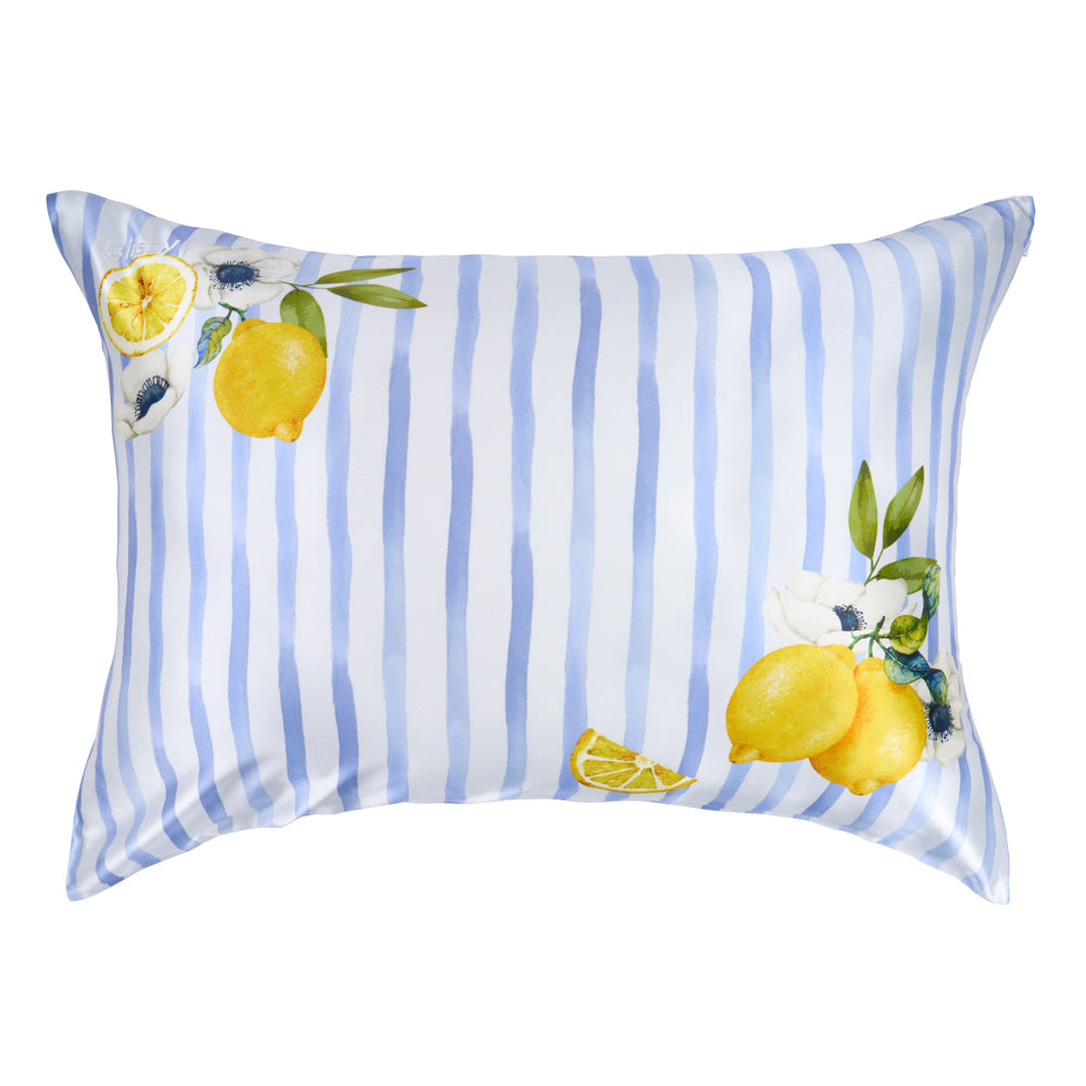Blissy Lemon Bloom Silk Pillowcase Detail – Queen