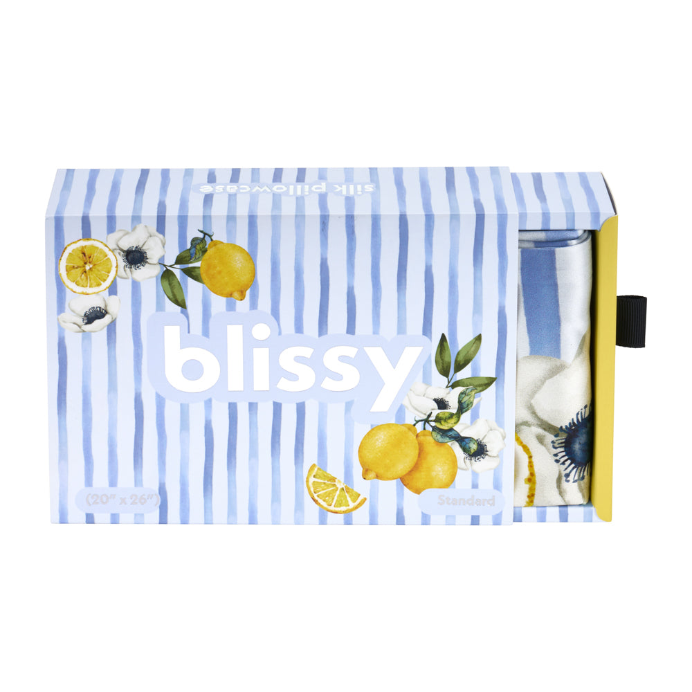 Lemon Bloom Pillowcase Close-Up – Blissy 22 Momme Silk
