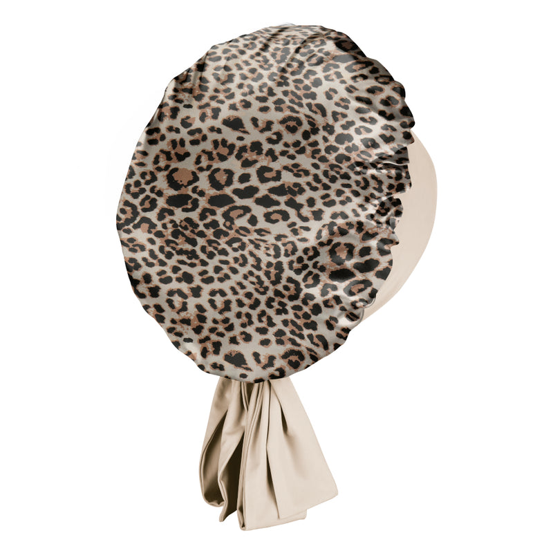 Blissy Leopard Silk Blissy Bow Bonnet Detail –