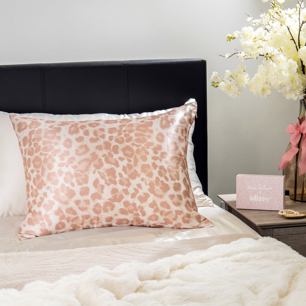 Blissy Mulberry Silk Pillowcase – Mauve Cheetah Standard