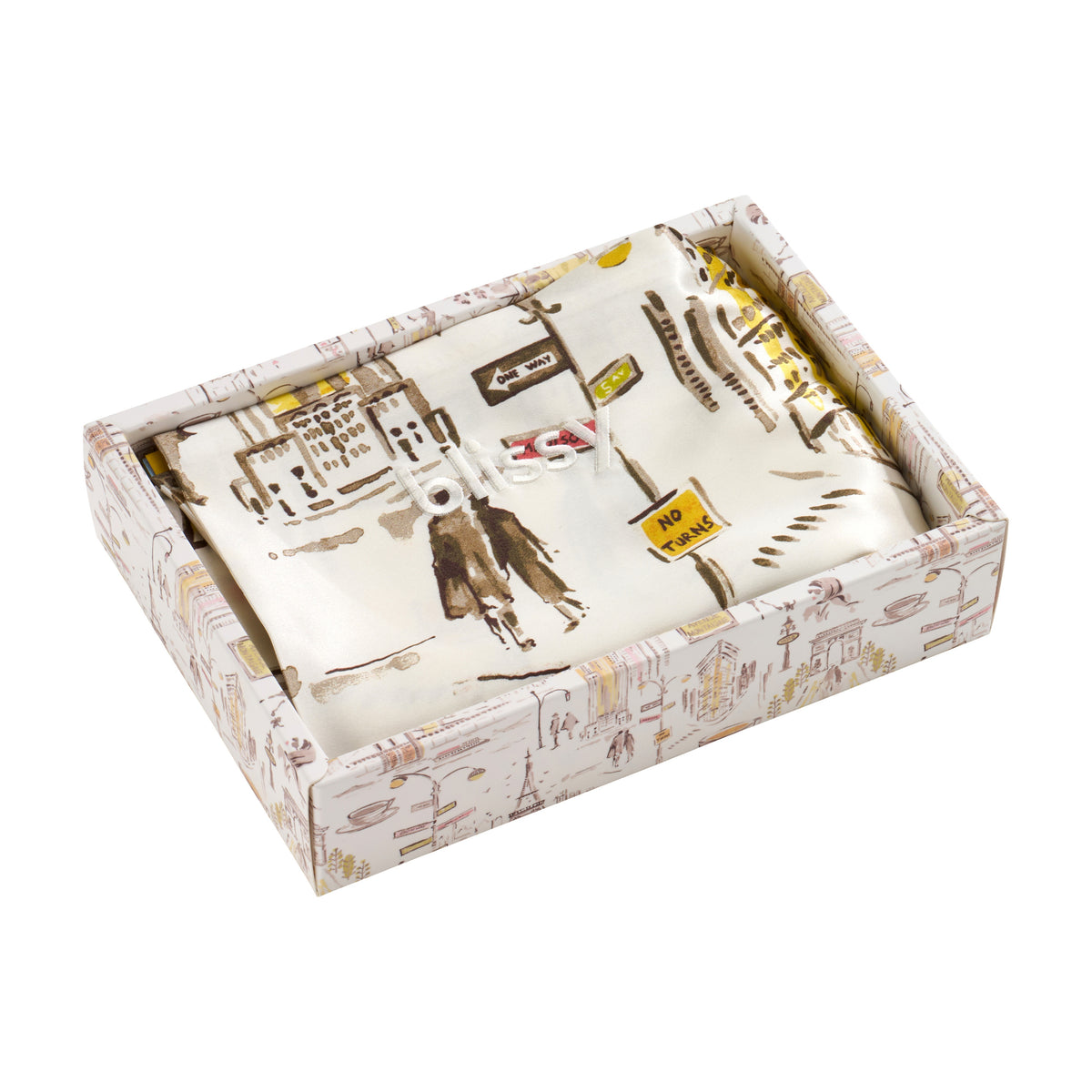 Ny To Paris Pillowcase Close-Up – Blissy 22 Momme Silk