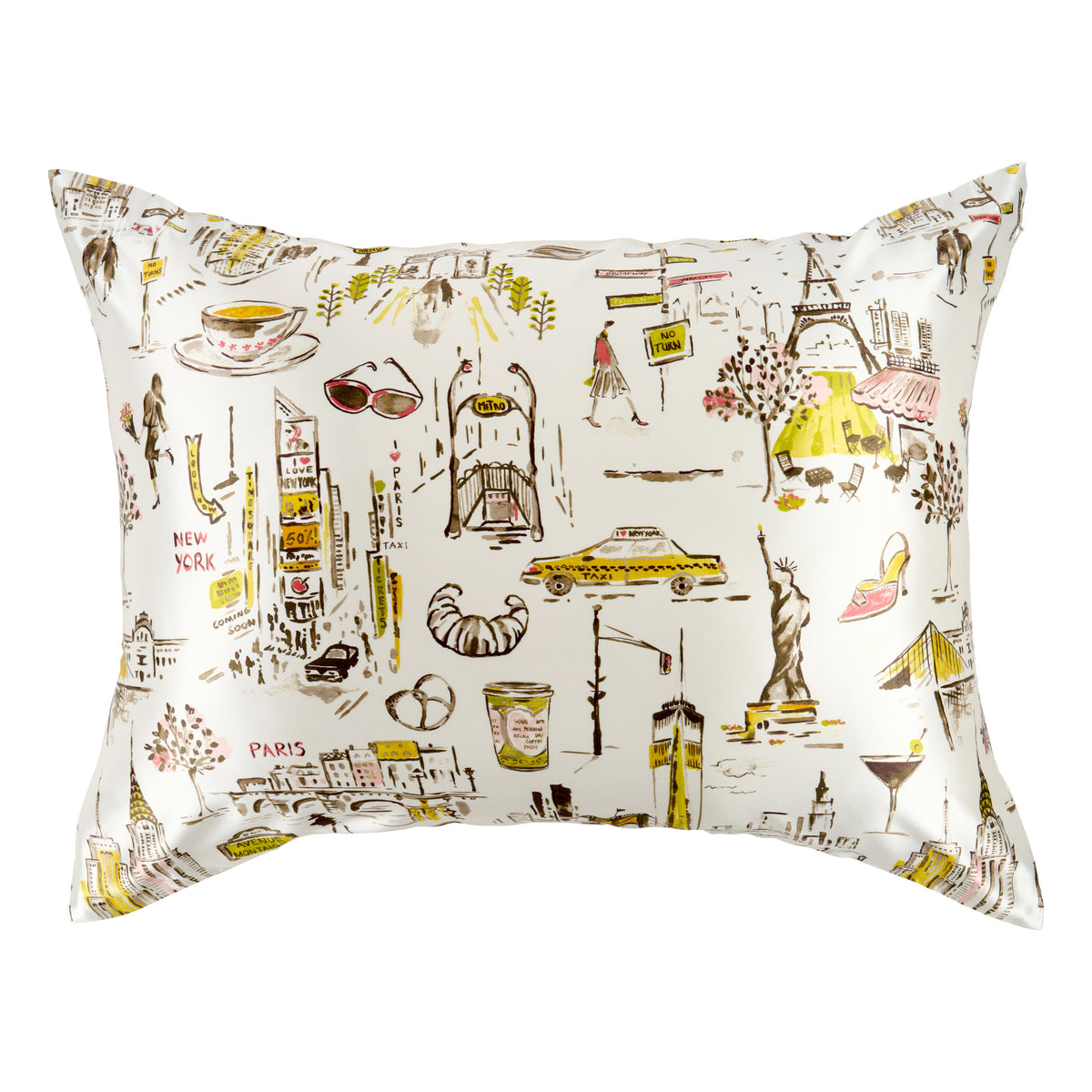 Blissy Ny To Paris Silk Pillowcase Detail – Queen