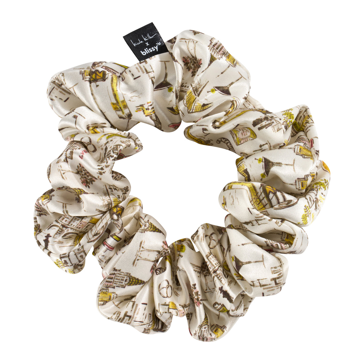 Nicole Miller Ny To Paris Blissy Scrunchies Close-Up – Blissy 22 Momme Silk