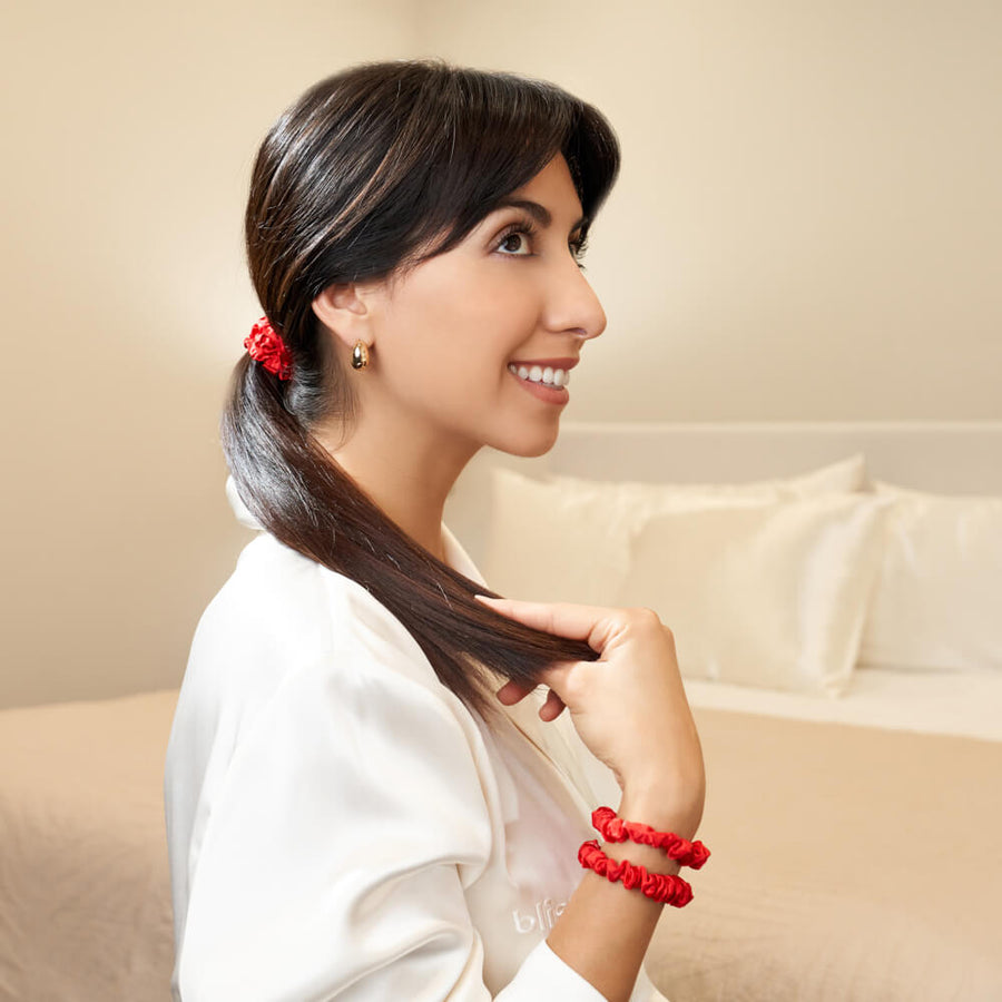 Red Mulberry Silk Blissy Skinny Scrunchies – Blissy