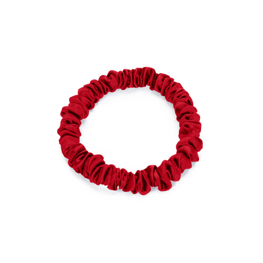 Blissy Red Blissy Skinny Scrunchies Lifestyle – Mulberry Silk