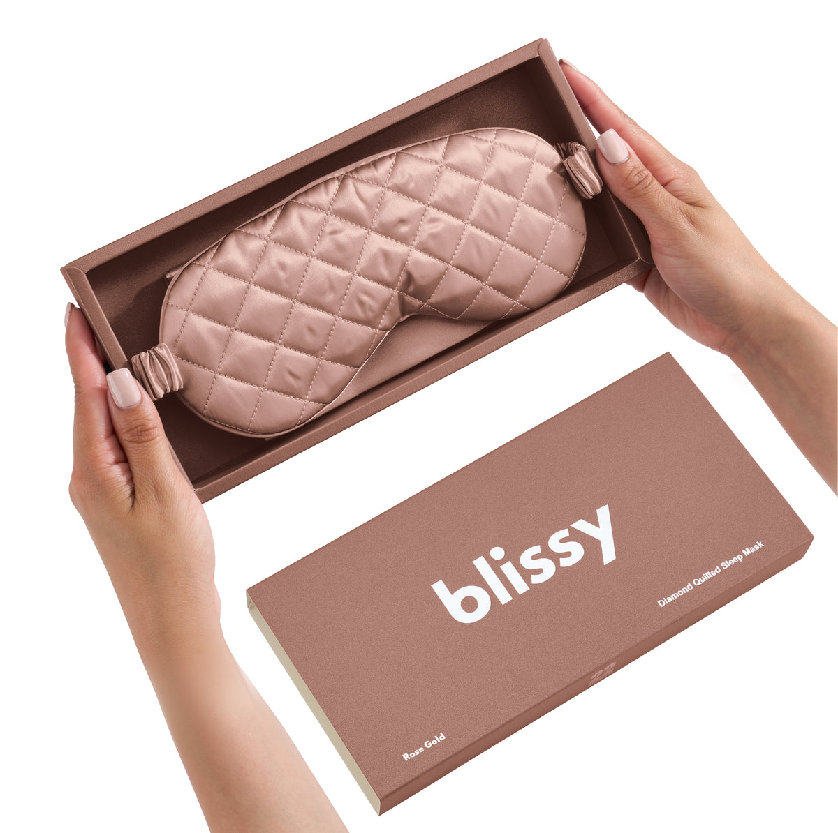 Blissy Rose Gold Silk Sleep Mask Detail –