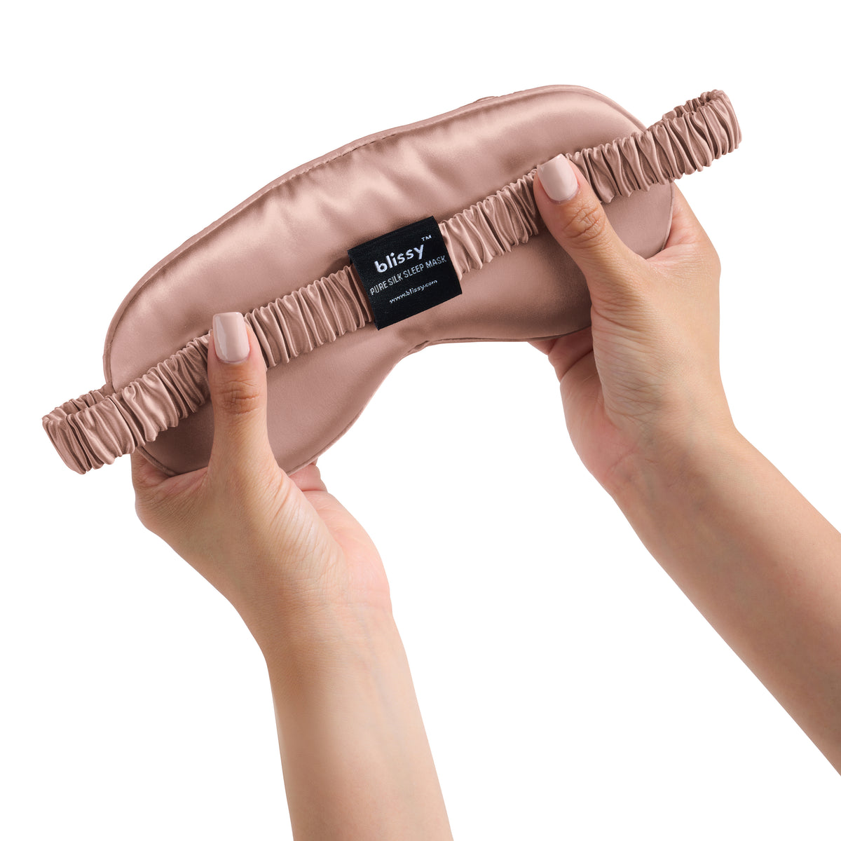 Blissy Rose Gold Silk Sleep Mask Detail –