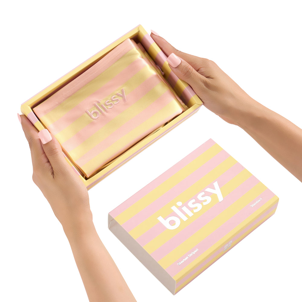 Blissy King Sherbet Striped Pillowcase Lifestyle – Mulberry Silk