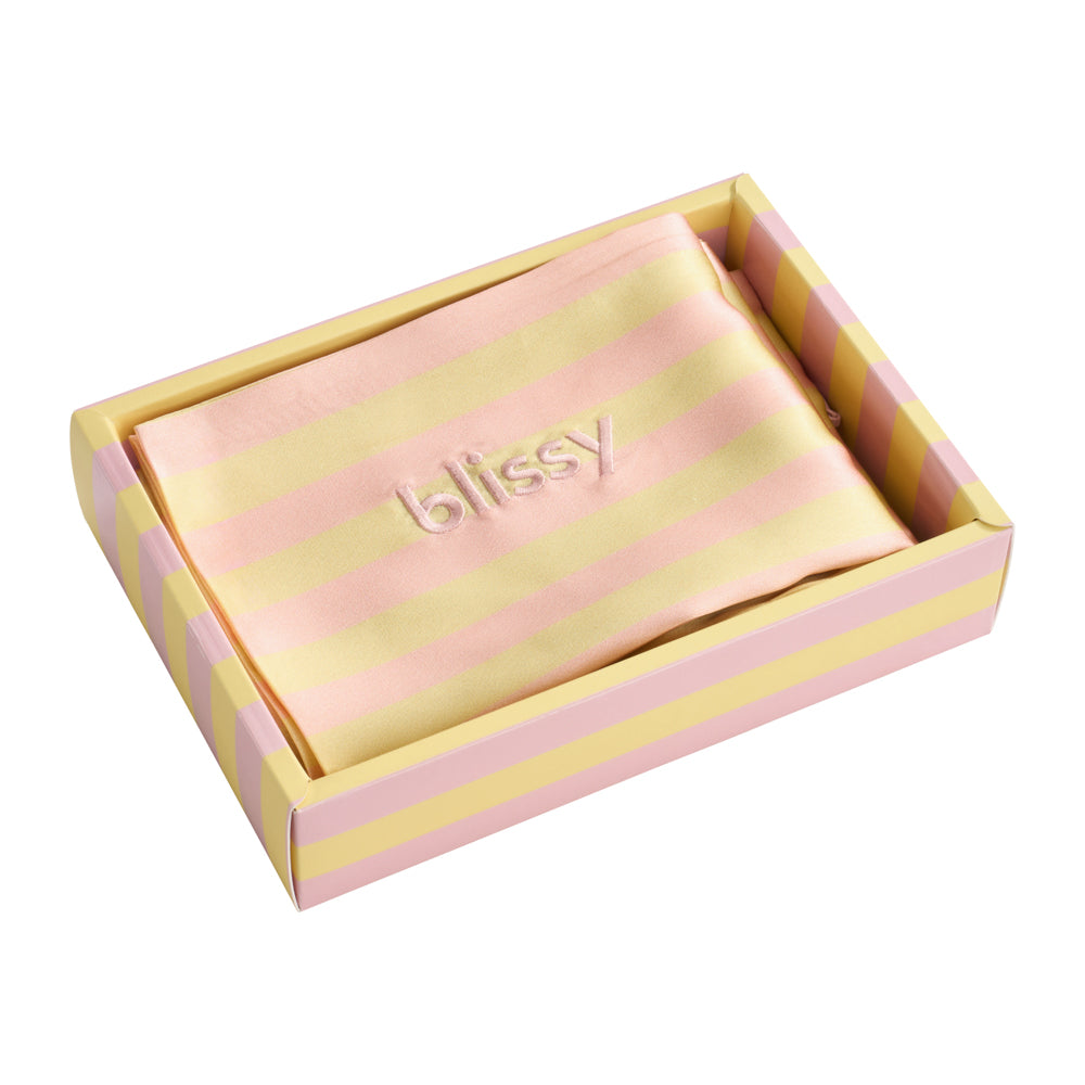 Blissy Sherbet Striped Silk Pillowcase Detail – King