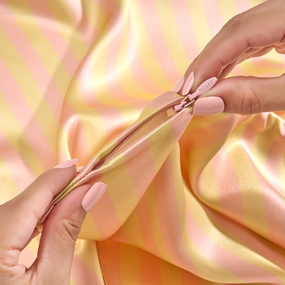 Sherbet Striped Pillowcase Close-Up – Blissy 22 Momme Silk