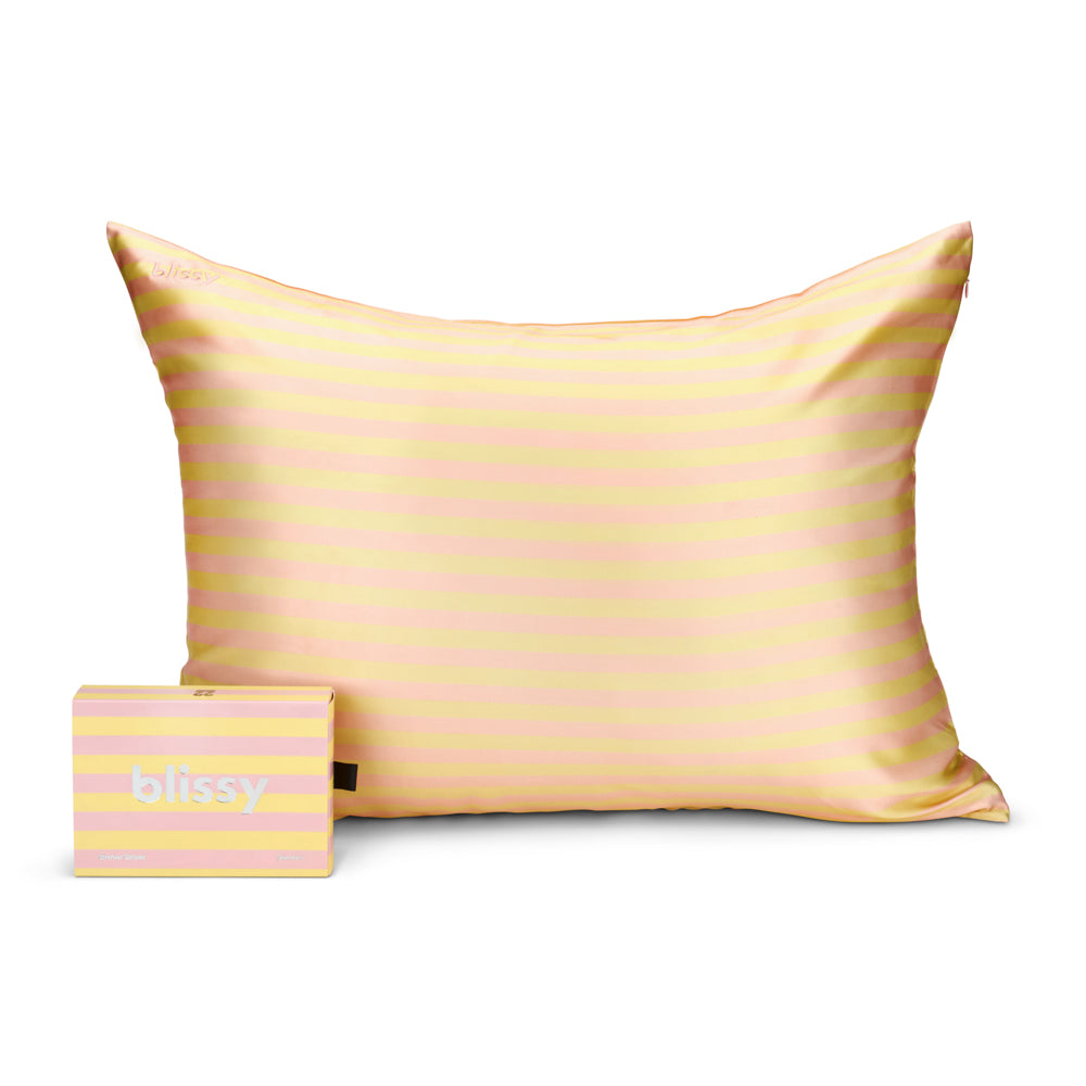 Blissy King Sherbet Striped Pillowcase Lifestyle – Mulberry Silk