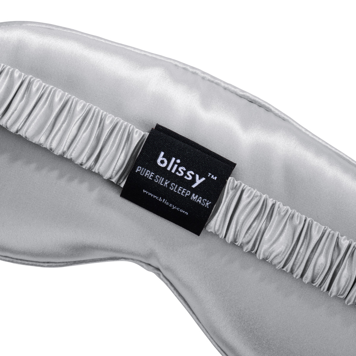 Silver Sleep Mask Close-Up – Blissy 22 Momme Silk