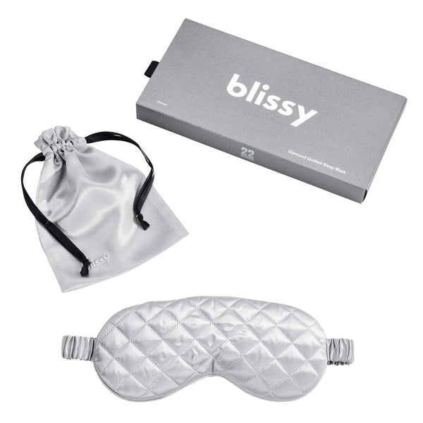 Blissy Silver Sleep Mask – 22 Momme Mulberry Silk, 100% Silk