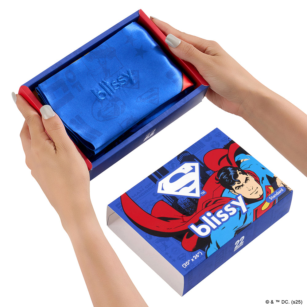 Blissy Standard Superman Dreams Pillowcase Lifestyle – Mulberry Silk