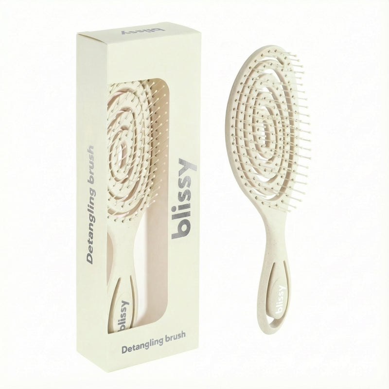 Blissy Detangling Brush - Cream - Blissy Cream Blissy Detangling Brush – 22 Momme Mulberry Silk, 100% Silk