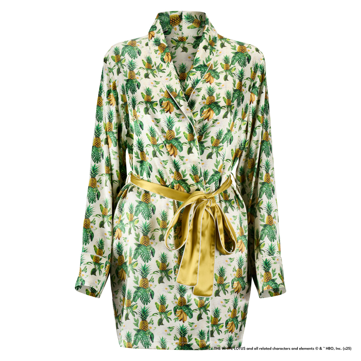 Blissy White Lotus Silk Classic Robe Detail –