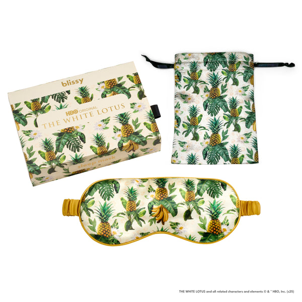 Blissy White Lotus Sleep Mask – 22 Momme Mulberry Silk, 100% Silk