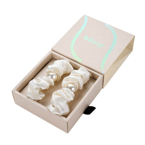 Blissy Pearl Scrunchies - White