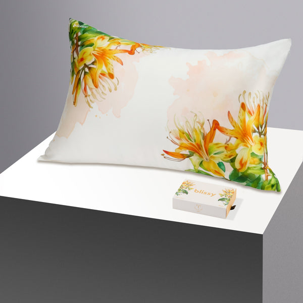 Blissy Queen Zodiac Flower Pillowcase – 22 Momme Mulberry Silk, 100% Silk